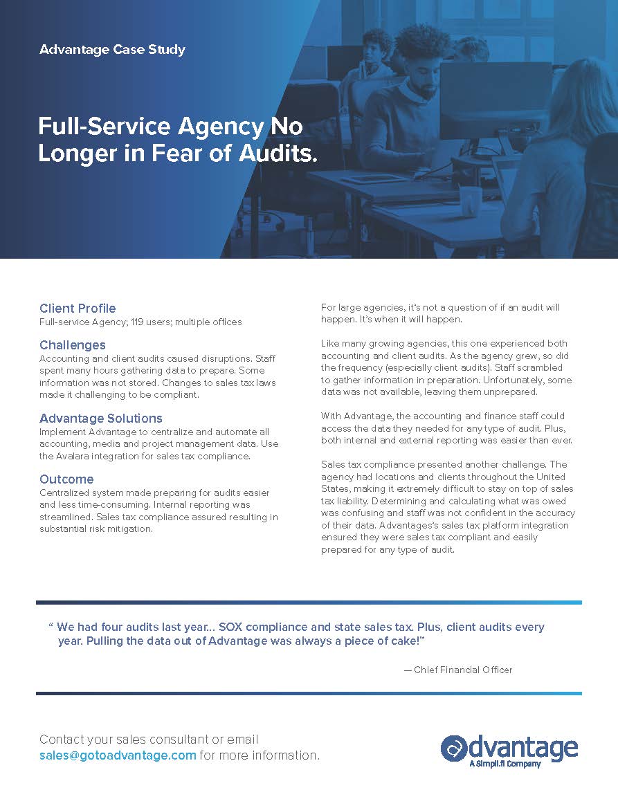 advantage case study large agency audits